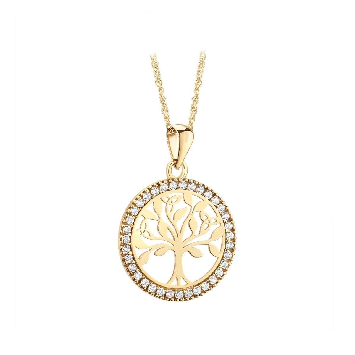 10K Gold CZ Round Celtic Tree of Life Necklace - Celtic CollectionsJewelryS46894