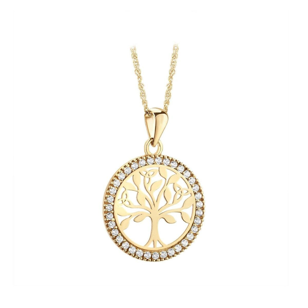 10K Gold CZ Round Celtic Tree of Life Necklace - Celtic CollectionsJewelryS46894