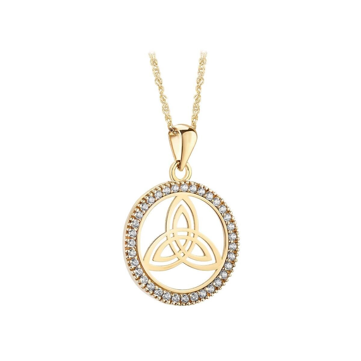 10K Gold CZ Round Trinity Knot Necklace - Celtic CollectionsJewelryS46893