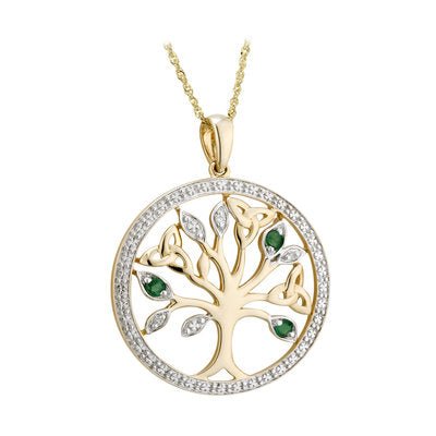 14K Gold Diamond & Emerald Tree Of Life Pendant - Celtic CollectionsJewelrySOLVAR46105