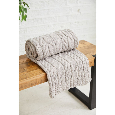 Silver Strand Supersoft Aran Cable Throw - Oat