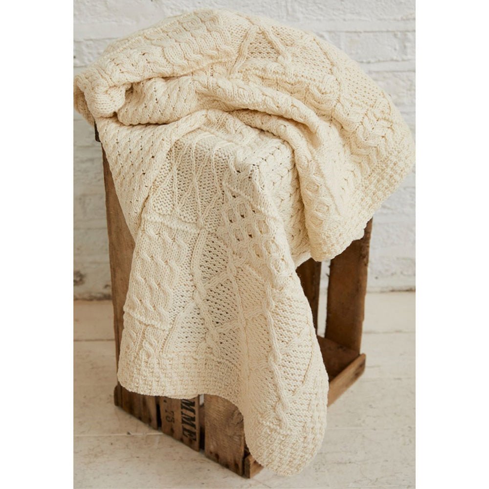 Aran Patchwork Blanket - Cream - Celtic CollectionsBlanketA510/162