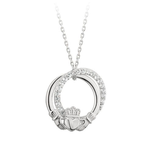 Cz Claddagh Circle Pendant - Celtic CollectionsJewelrySOLVAR46446