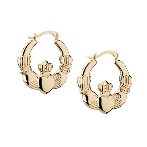 Gold Claddagh Hoop Earrings