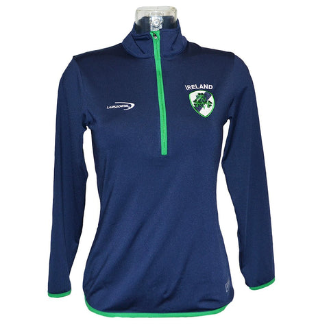 Lansdowne Navy/Green Ireland Shamrock Performance Ladies 1/4 Zip - Celtic CollectionsClothingR4077