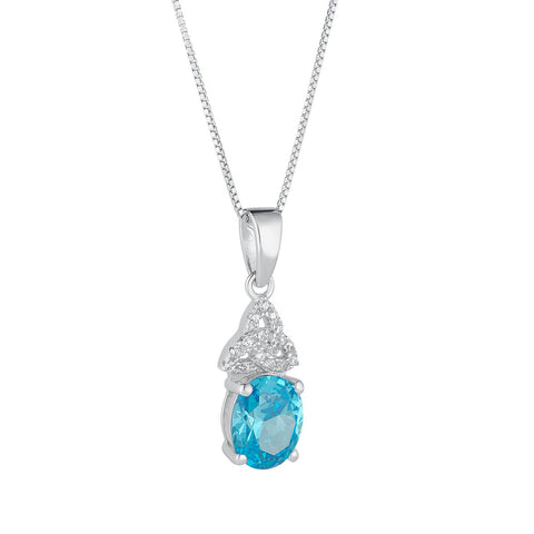 Sterling Silver March Birthstone Trinity Knot Necklace