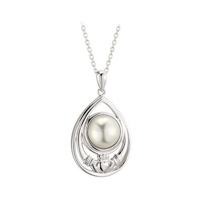 Pearl Silver Claddagh Pendant - Celtic CollectionsJewelrySOLVAR46834