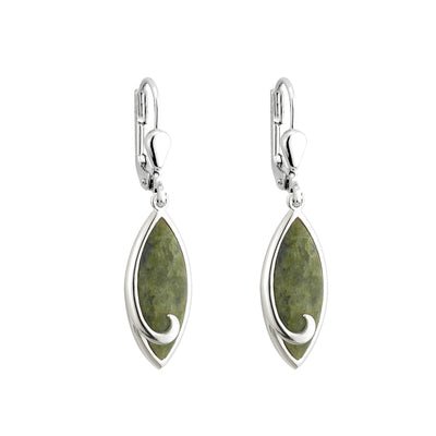 Rhodium Connemara Marble Drop Earrings - Celtic CollectionsJewelrySOLVAR33412