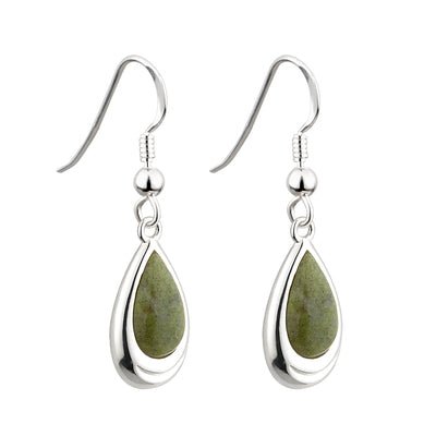 Rhodium Connemara Marble Drop Earrings - Celtic CollectionsJewelrySOLVAR33398