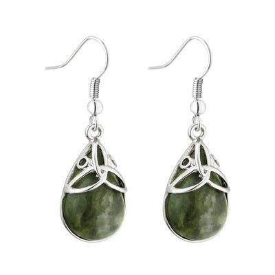 Rhodium Connemara Marble Trinity Earrings - Celtic CollectionsJewelrySOLVAR33780