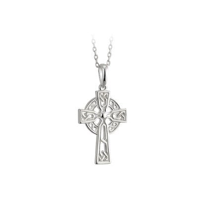 Rhodium Plated Celtic Cross Pendant - Celtic CollectionsJewelryS45074