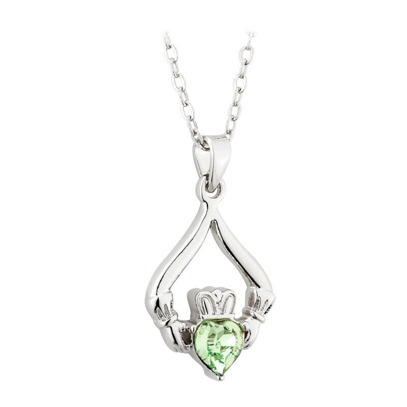 Rhodium Plated Claddagh Birthstone Pendant - Celtic CollectionsJewelryS45597 - 08