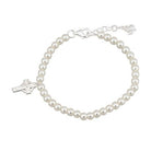 Rhodium Plated Pearl And Cross Bracelet - Celtic CollectionsJewelryS5676