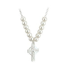 Rhodium Plated Pearl Cross Necklet - Celtic CollectionsJewelryS45070