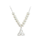 Rhodium Plated Pearl Trinity Knot Communion Necklet - Celtic CollectionsJewelryS45073