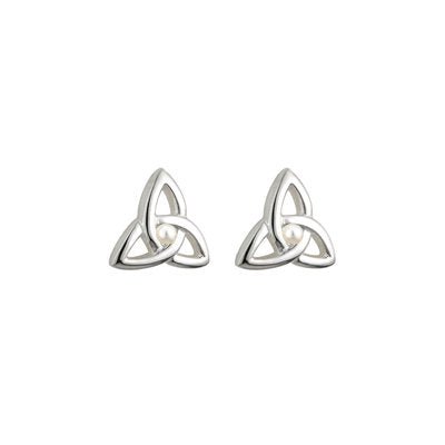 Rhodium Plated Pearl Trinity Knot Earrings - Celtic CollectionsJewelryS33316