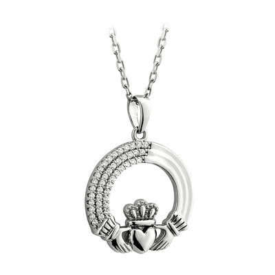 Silver Crystal Edge Claddagh Pendant - Celtic CollectionsJewelryS46675