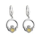 Silver Moving Gold Heart Claddagh Drop Earrings - Celtic CollectionsJewelrySOLVAR34032