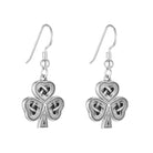 Silver Oxidised Celtic Shamrock Drop Earrings - Celtic CollectionsJewelryS34250