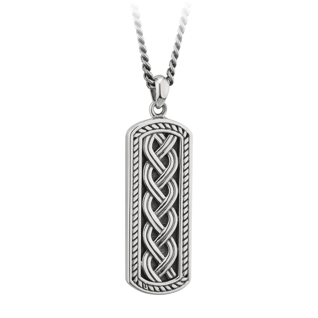 Silver Oxidised Heavy Celtic Knot Ingot Pendant - Celtic CollectionsJewelrySOLVAR46454