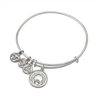 Silver Plate Crystal Claddagh Charm Bangle Bracelet - Celtic CollectionsJewelrySOLVAR5831S