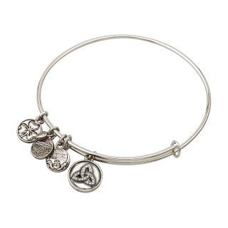 Silver Plate Crystal Trinity Charm Bangle Bracelet - Celtic CollectionsJewelrySOLVAR5832S