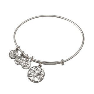 Silver Plate Shamrock Charm Bangle Bracelet - Celtic CollectionsJewelrySOLVAR5750S