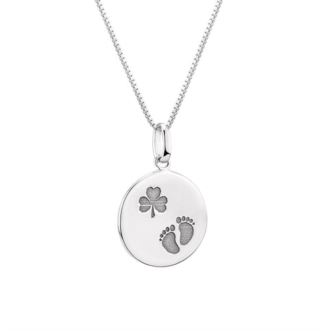 Silver Shamrock Baby Feet Disc Pendant - Celtic CollectionsJewelryS46891