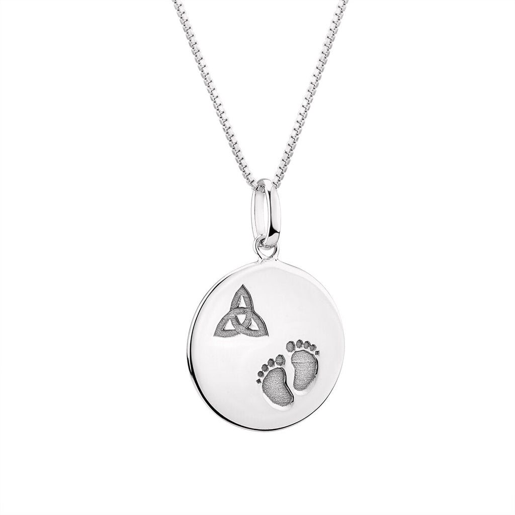 Silver Trinity Knot Baby Feet Disc Pendant - Celtic CollectionsJewelryS46890