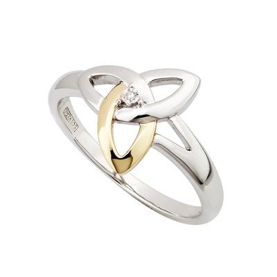 Sterling Silver & 10K Gold Diamond Trinity Knot Ring - Celtic CollectionsJewelryS2977