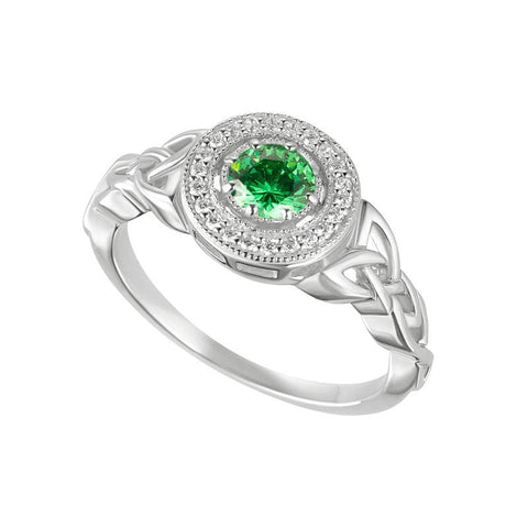 Sterling Silver Cluster Green CZ Trinity Knot Ring - Celtic CollectionsJewelryS21134