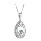 Sterling Silver Crystal Claddagh Oval Pendant - Celtic CollectionsJewelrySOLVAR46801