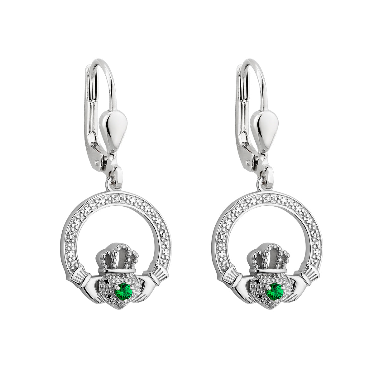 Sterling Silver Crystal Illusion Claddagh Drop Earrings - Celtic CollectionsJewelrySOLVAR34021