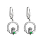 Sterling Silver Crystal Illusion Claddagh Drop Earrings - Celtic CollectionsJewelrySOLVAR34021