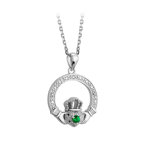 Sterling Silver Crystal Illusion Claddagh Pendant - Celtic CollectionsJewelrySOLVAR46620