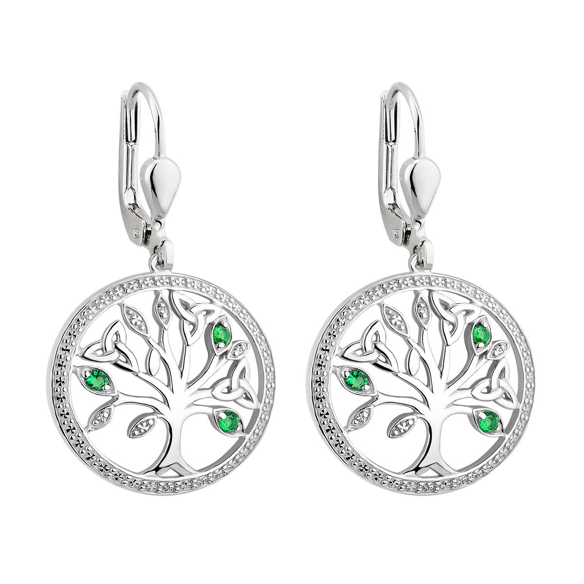 Sterling Silver Crystal Illusion Tree Of Life Drop Earrings - Celtic CollectionsJewelrySOLVAR34025