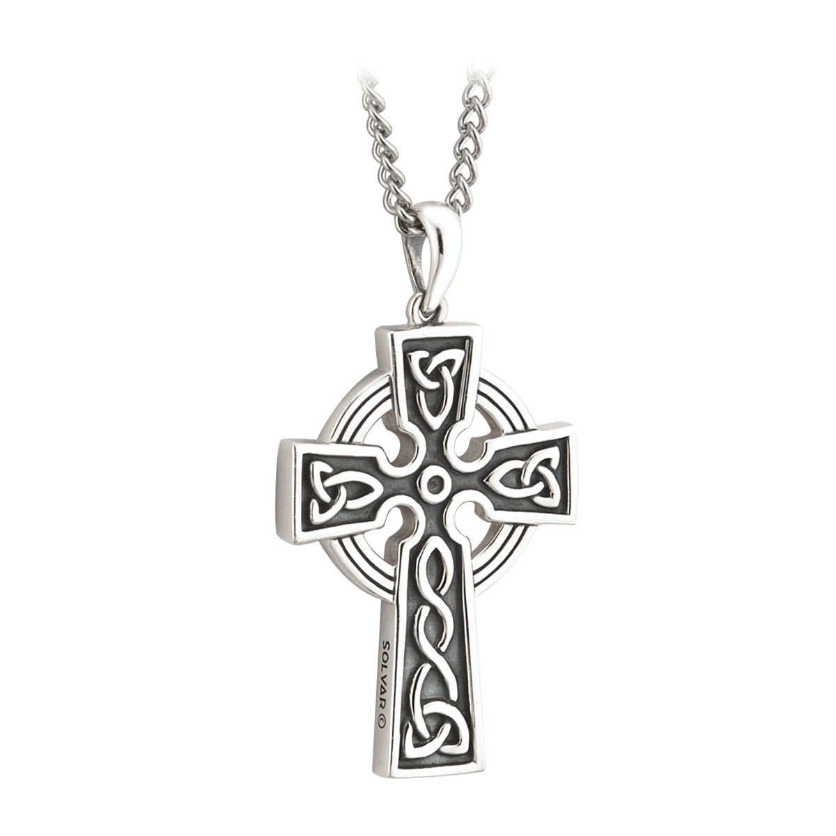 Sterling Silver Dble Side Oxidised Cross Pendant - Steel Chain - Celtic CollectionsJewelrySOLVAR44865