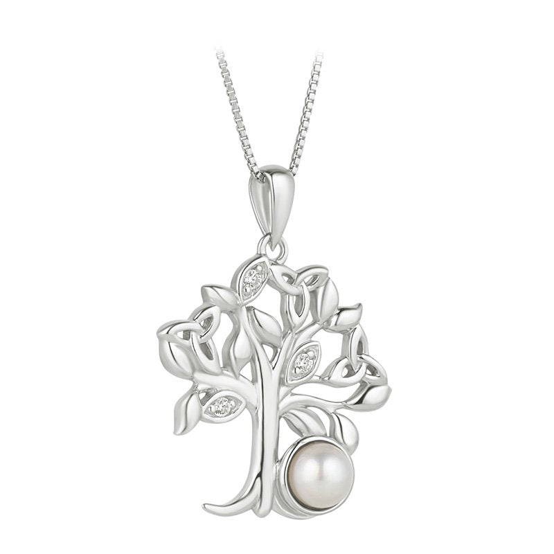 Sterling Silver Freshwater Pearl Tree of Life Necklace - Celtic CollectionsJewelryS47061