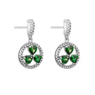 Sterling Silver Green Cz Shamrock Circle Stud Earrings - Celtic CollectionsJewelrySOLVAR33964