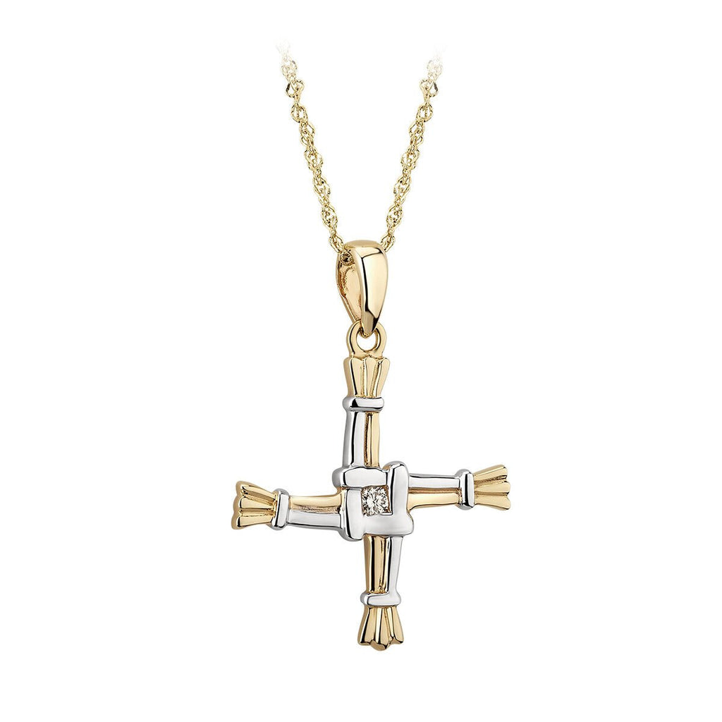 Two Tone Gold St Brigid's Cross Necklace - Celtic CollectionsJewelrySOLVAR44442