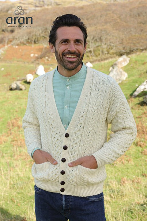 Unisex Merino Wool Cardigan with Buttons - Celtic CollectionsClothingA758162